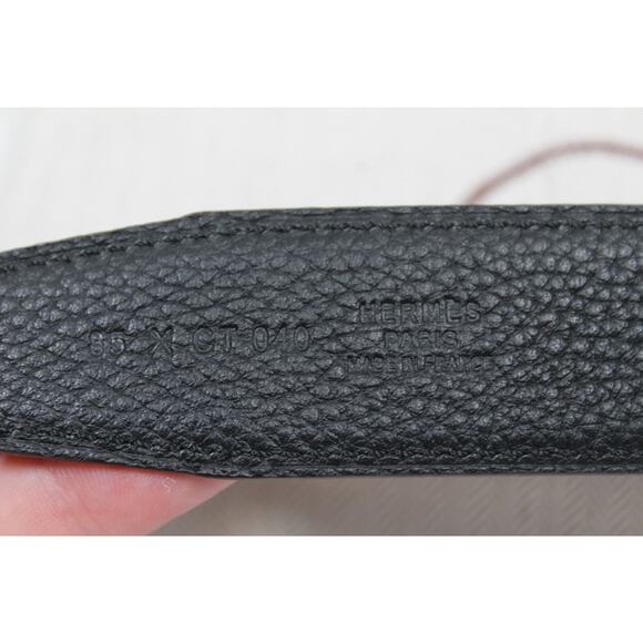 Hermes Constance H Buckle Belt Black Leather Size 85 Palladium - Picture 4 of 9